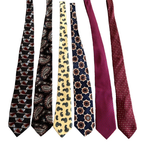 Men’s Lot of 6 Silk Geometric Neck Ties 57-58 in Pierre Balmain, American Living - Picture 1 of 12
